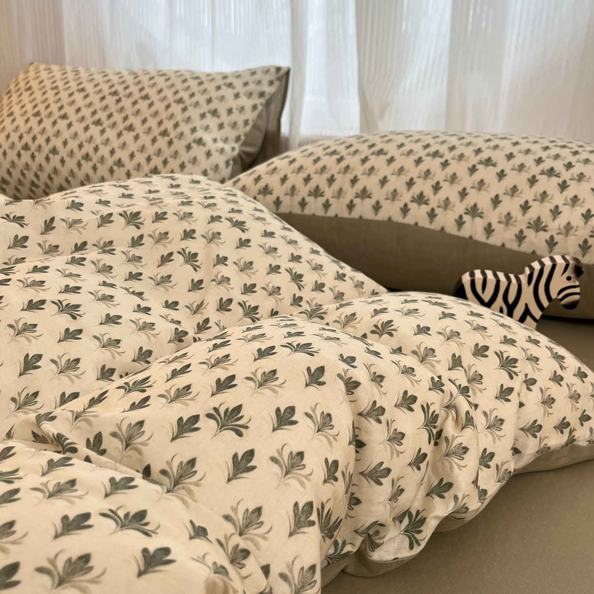 91家纺网 家纺一手货源 找家纺 禾时 2026新款A类波西米亚全棉纯棉双层纱四件套 青芜