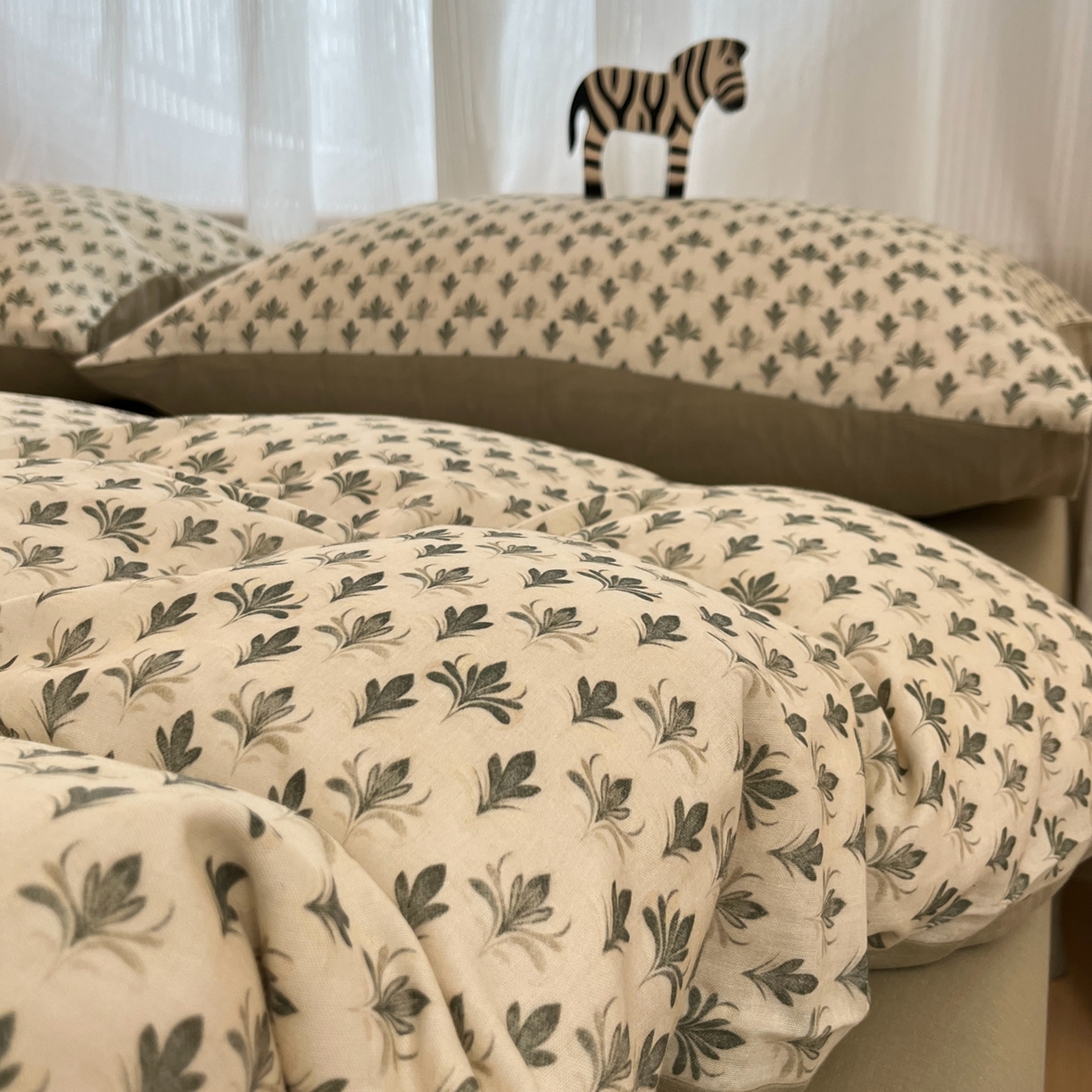 91家纺网 家纺一手货源 找家纺 禾时 2026新款A类波西米亚全棉纯棉双层纱四件套 青芜