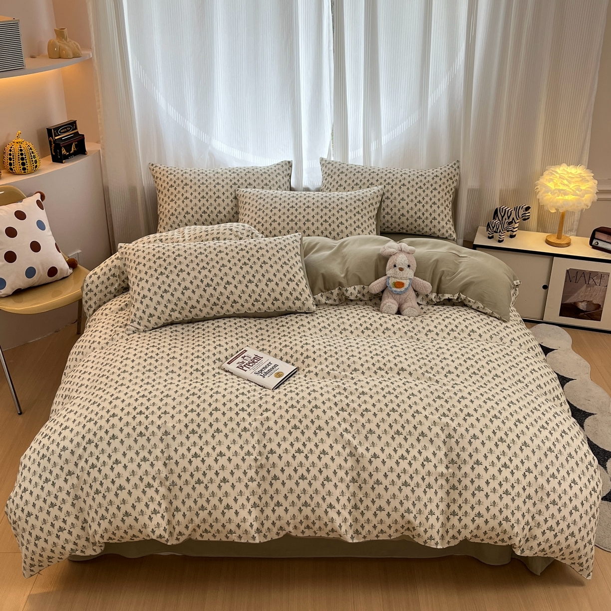 91家纺网 家纺一手货源 找家纺 禾时 2026新款A类波西米亚全棉纯棉双层纱四件套 青芜