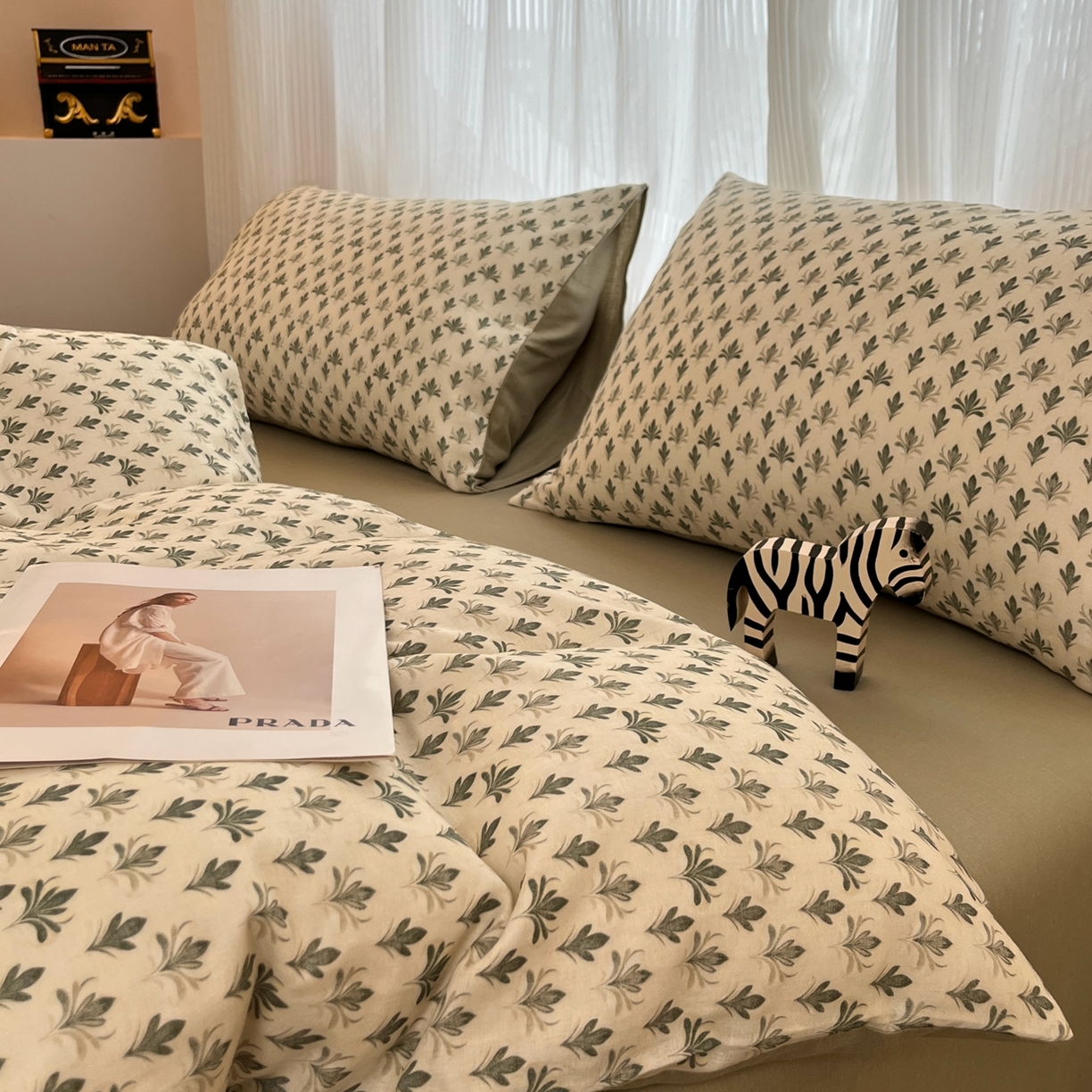 91家纺网 家纺一手货源 找家纺 禾时 2026新款A类波西米亚全棉纯棉双层纱四件套 青芜