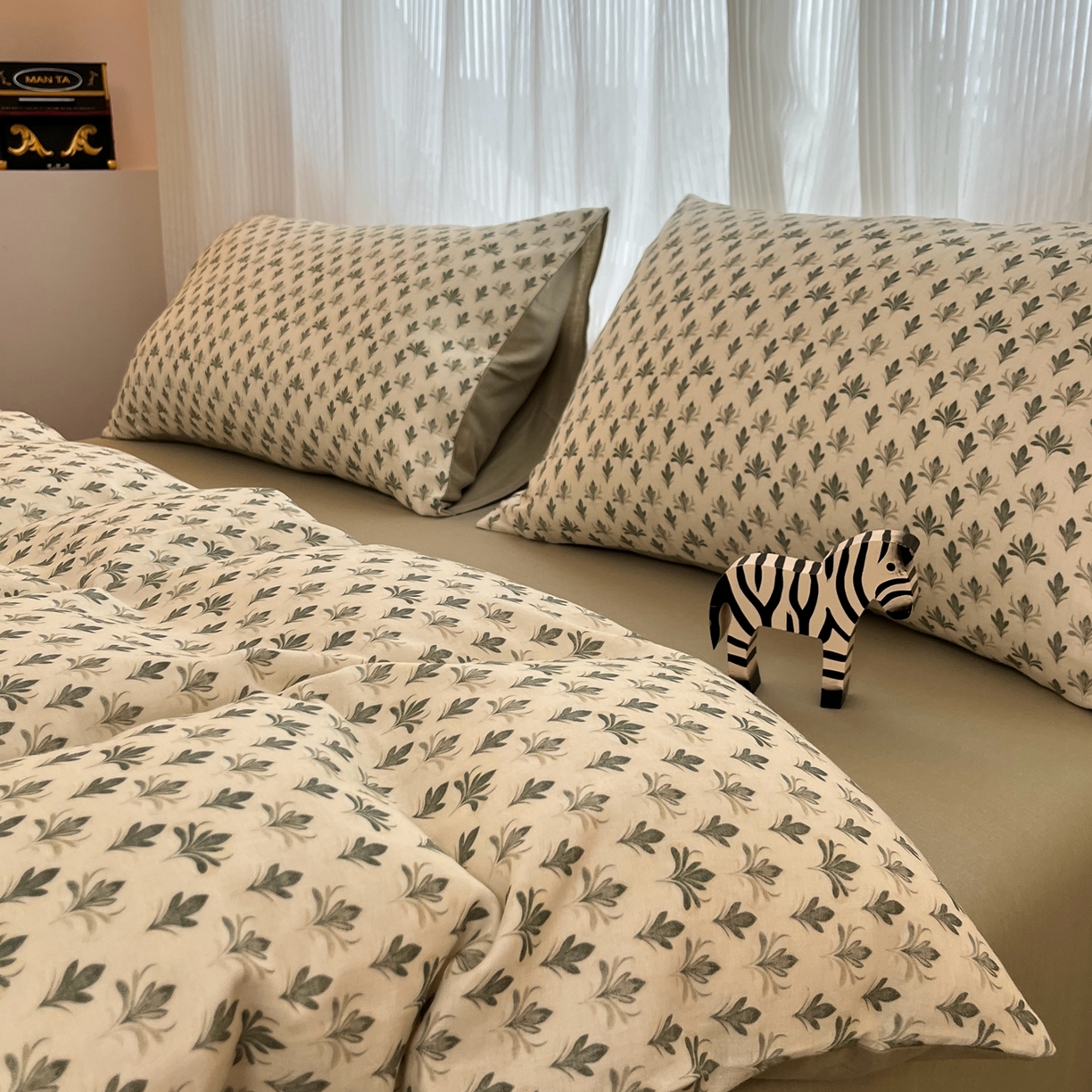 91家纺网 家纺一手货源 找家纺 禾时 2026新款A类波西米亚全棉纯棉双层纱四件套 青芜