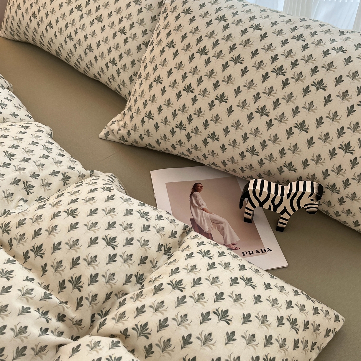 91家纺网 家纺一手货源 找家纺 禾时 2026新款A类波西米亚全棉纯棉双层纱四件套 青芜