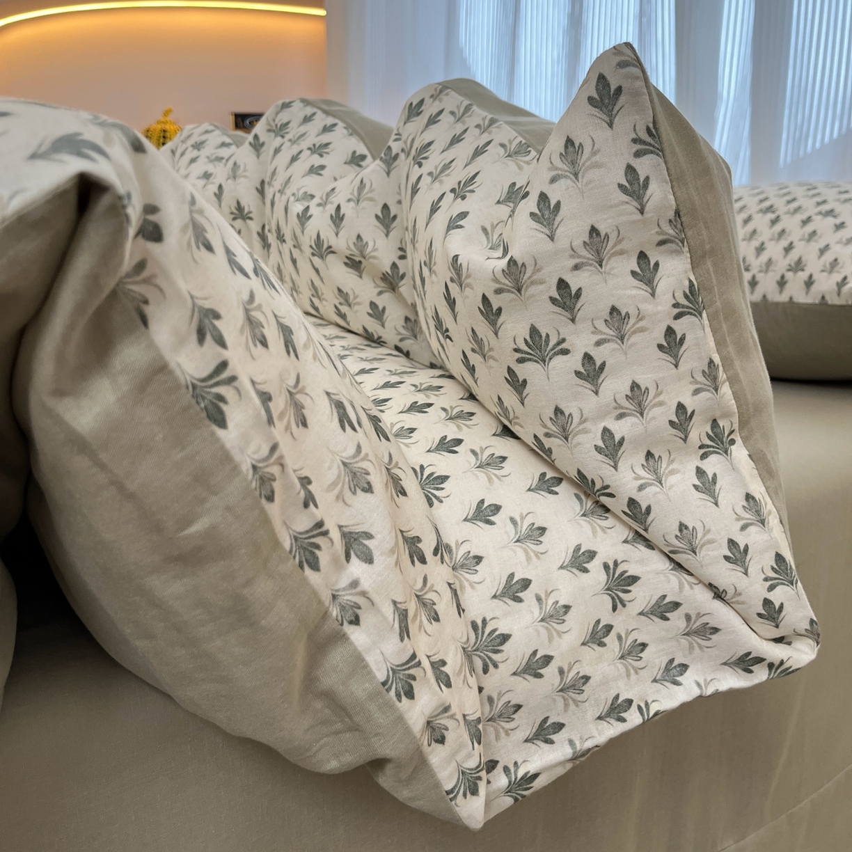 91家纺网 家纺一手货源 找家纺 禾时 2026新款A类波西米亚全棉纯棉双层纱四件套 青芜