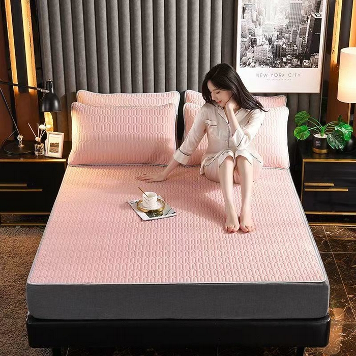 步步高席业 2026新款亲肤舒适简约纯色乳胶凉席 樱花粉