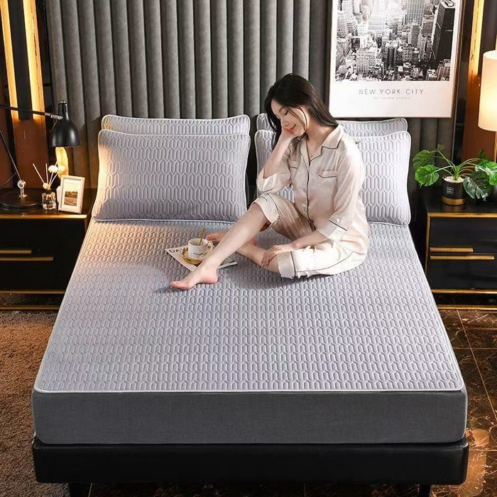 步步高席业 2026新款亲肤舒适简约纯色乳胶凉席 气质灰