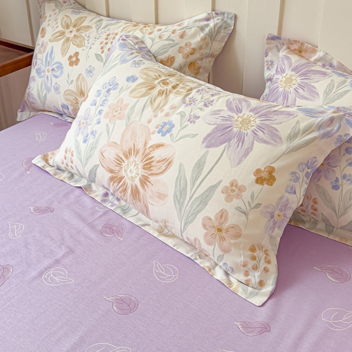 91家纺网 家纺一手货源 找家纺 U品汇 2026新品纯棉全棉印花四件套小清新卡通花卉13070喷气 柔色花筏