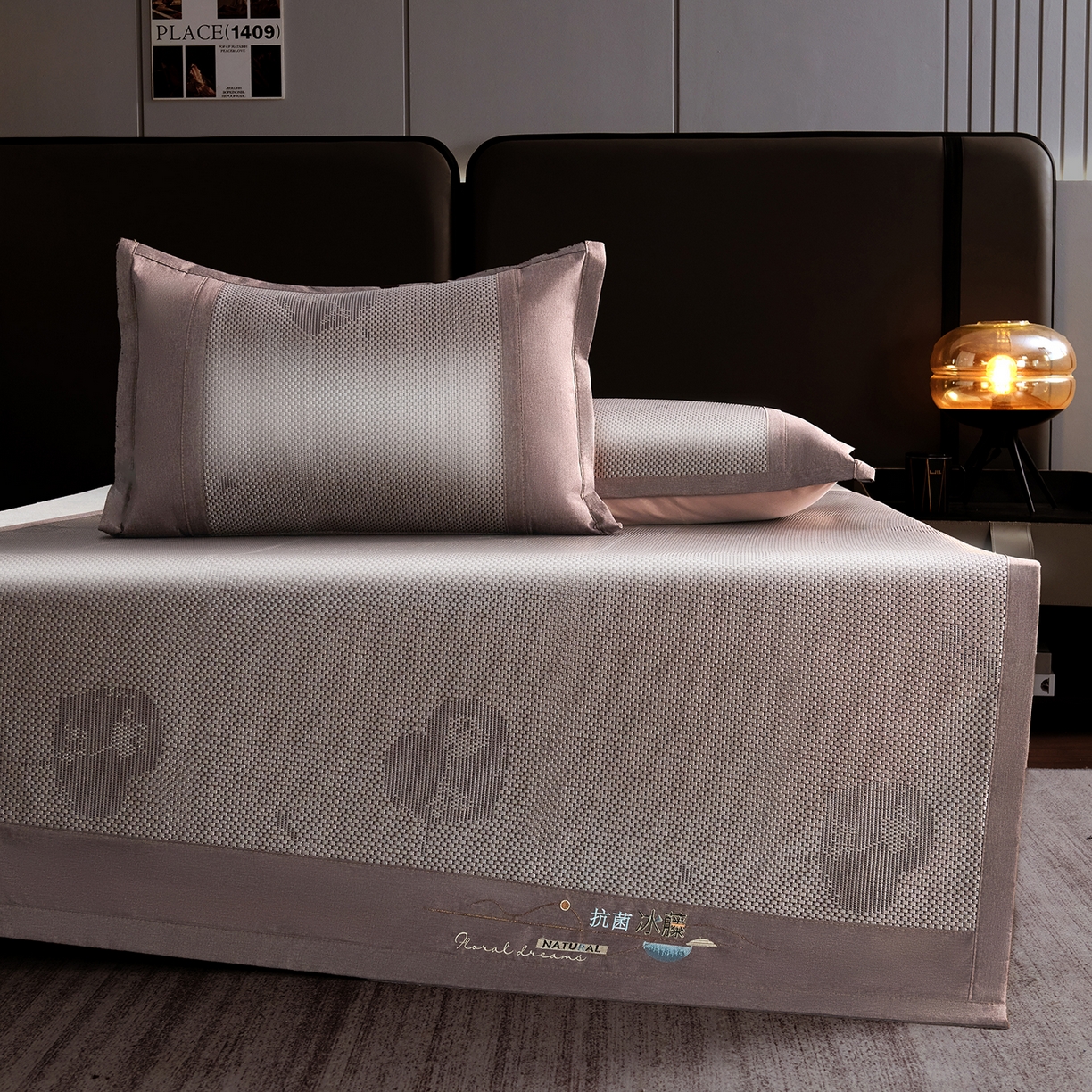 91家纺网 家纺一手货源 找家纺 （总）步步高席业 2026新款3D复合防滑冰藤席凉席三件套-爱心系列