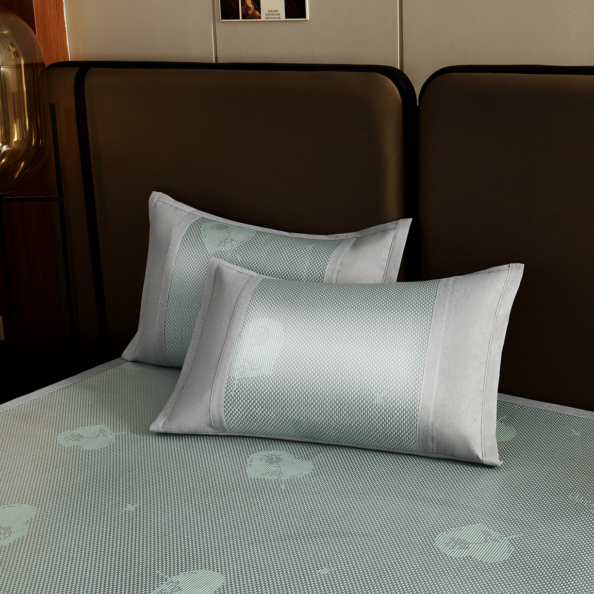 91家纺网 家纺一手货源 找家纺 步步高席业 2026新款3D复合防滑冰藤席凉席三件套-爱心系列 爱心  绿