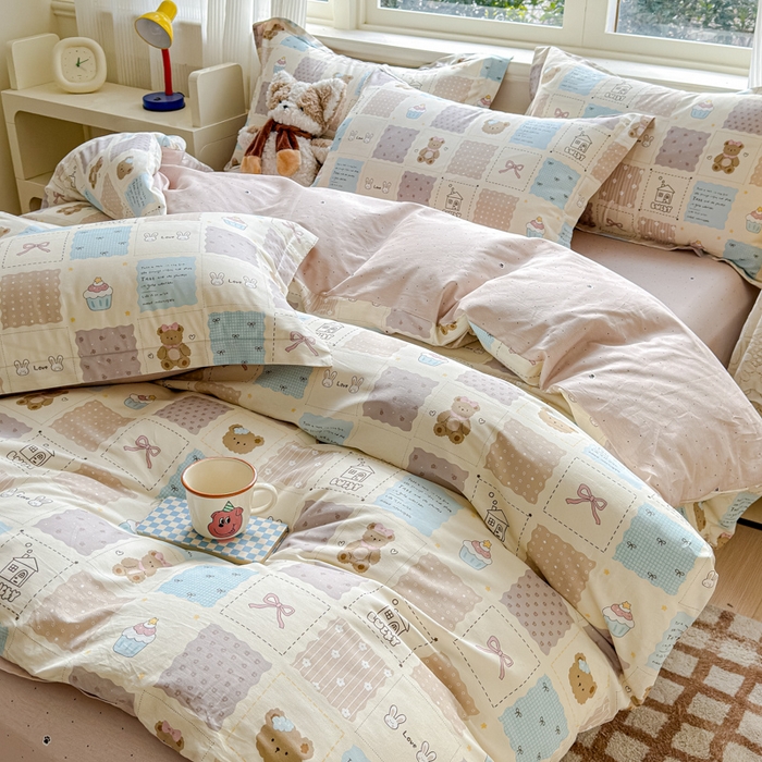 91家纺网 家纺一手货源 找家纺 U品汇 2026新品纯棉全棉印花四件套小清新卡通花卉13070喷气 手帐日记