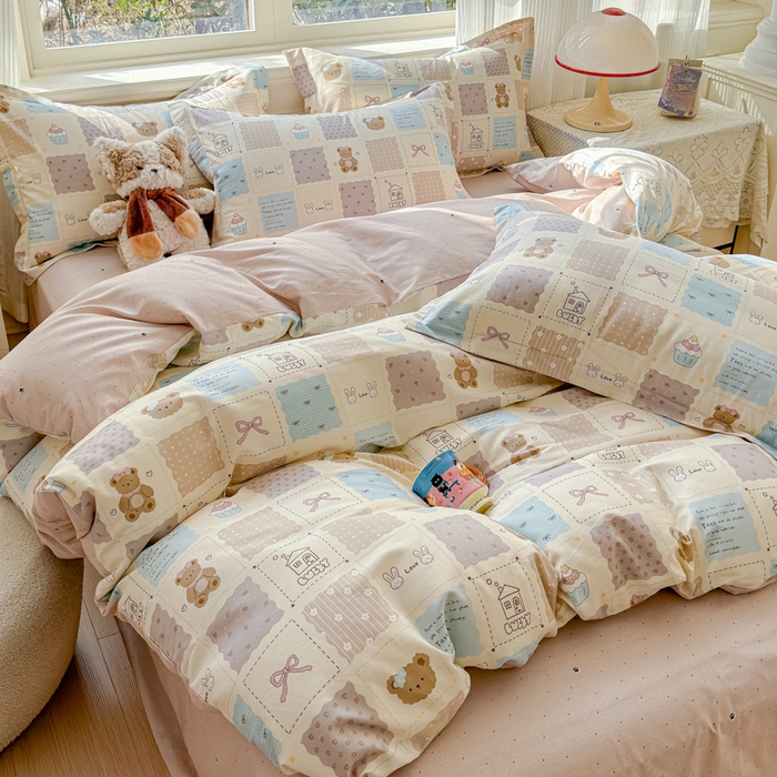 91家纺网 家纺一手货源 找家纺 U品汇 2026新品纯棉全棉印花四件套小清新卡通花卉13070喷气 手帐日记