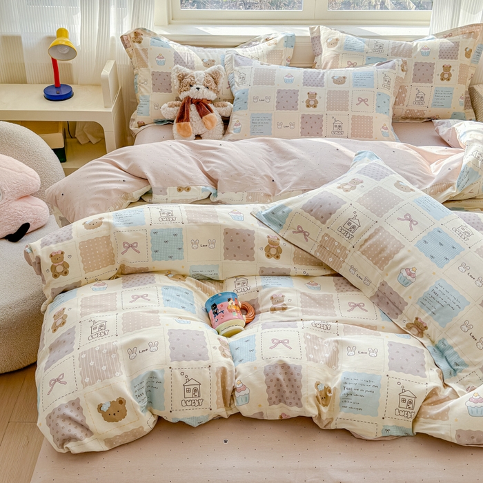 91家纺网 家纺一手货源 找家纺 U品汇 2026新品纯棉全棉印花四件套小清新卡通花卉13070喷气 手帐日记