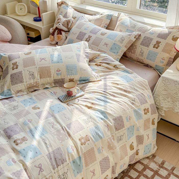 91家纺网 家纺一手货源 找家纺 U品汇 2026新品纯棉全棉印花四件套小清新卡通花卉13070喷气 手帐日记