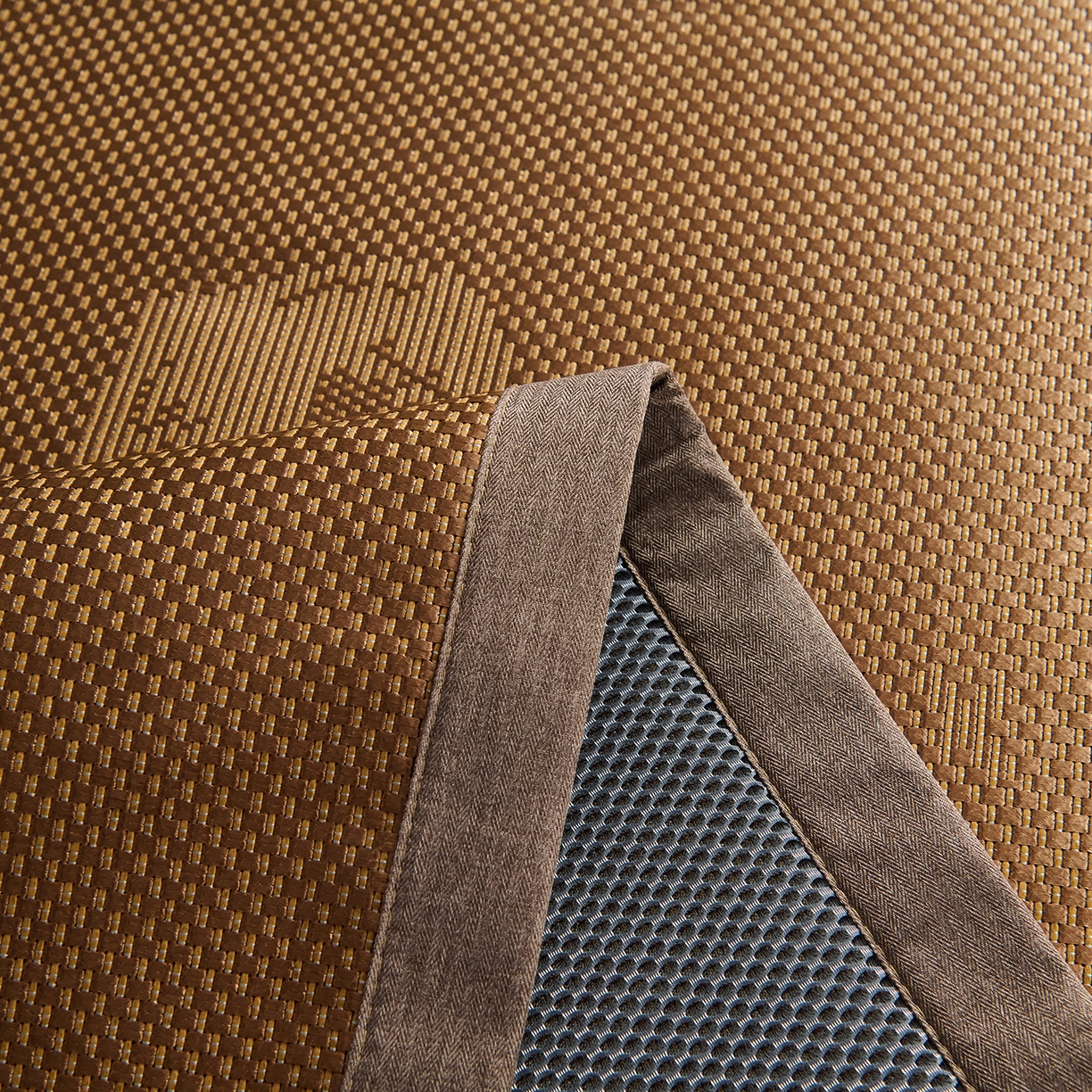 91家纺网 家纺一手货源 找家纺 步步高席业 2026新款3D复合防滑冰藤席凉席三件套-爱心系列 爱心 咖