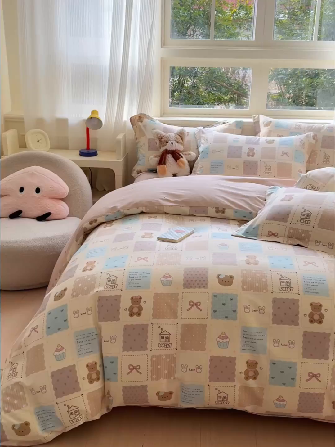 91家纺网 家纺一手货源 找家纺 U品汇 2026新品纯棉全棉印花四件套小清新卡通花卉13070喷气 手帐日记