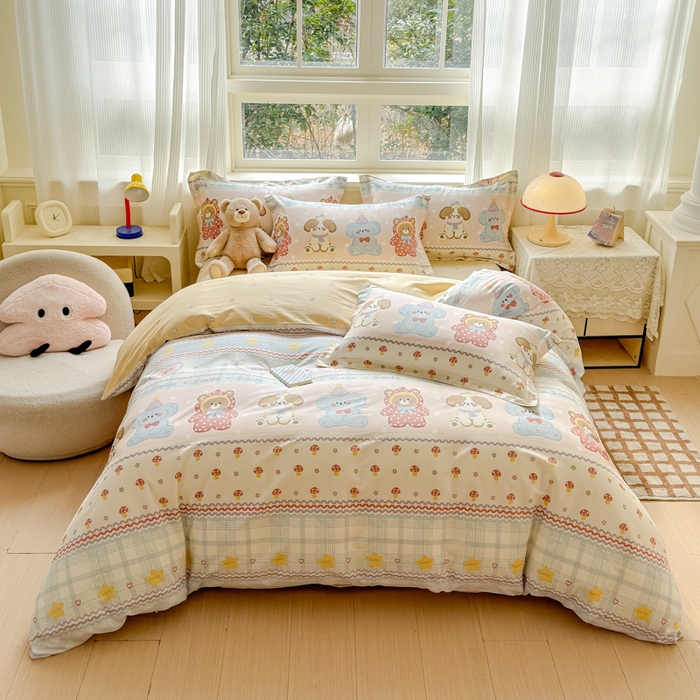 U品汇 2026新品纯棉全棉印花四件套小清新卡通花卉13070喷气 围巾季节