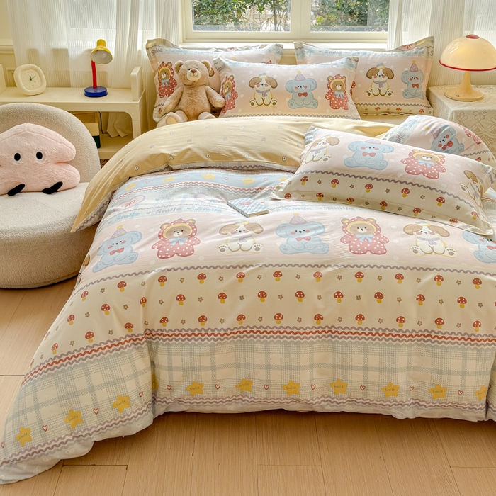 91家纺网 家纺一手货源 找家纺 U品汇 2026新品纯棉全棉印花四件套小清新卡通花卉13070喷气 围巾季节