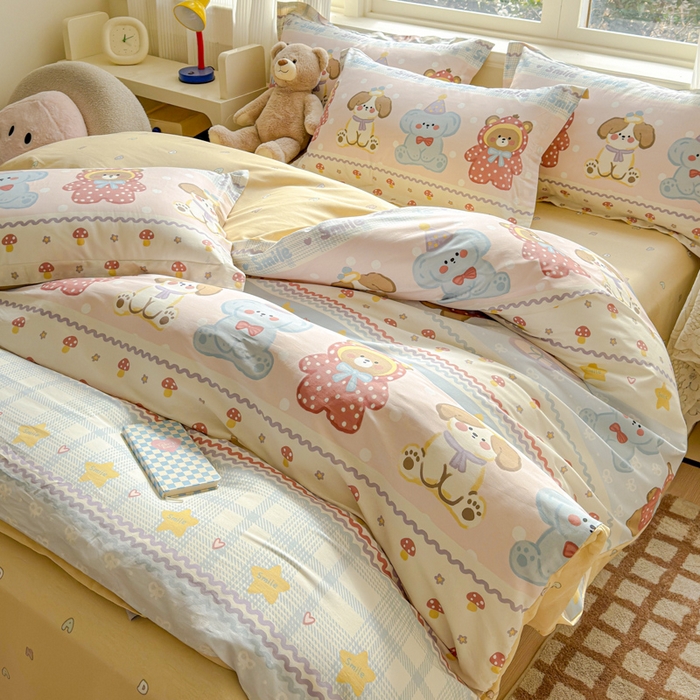 91家纺网 家纺一手货源 找家纺 U品汇 2026新品纯棉全棉印花四件套小清新卡通花卉13070喷气 围巾季节