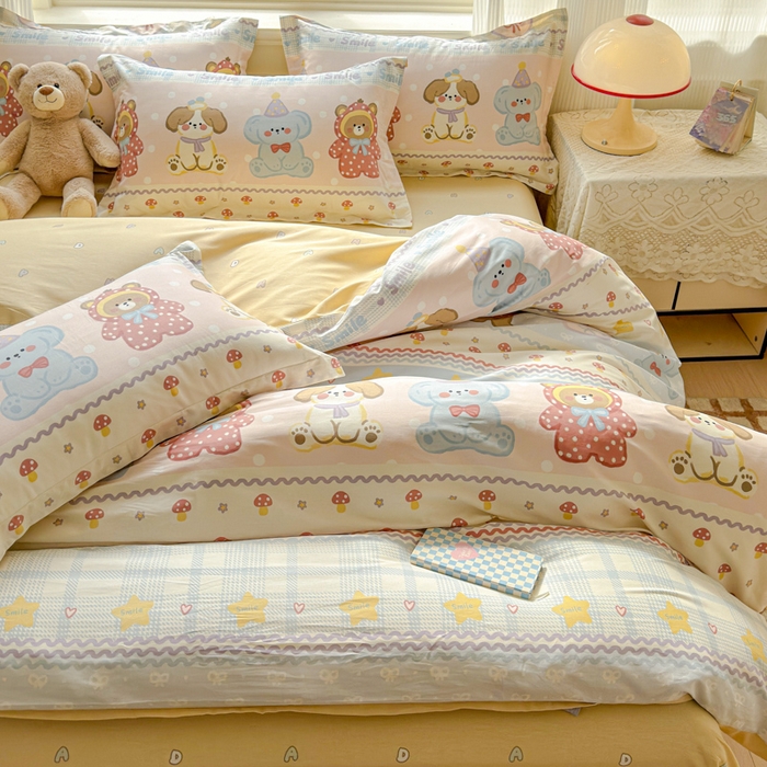 91家纺网 家纺一手货源 找家纺 U品汇 2026新品纯棉全棉印花四件套小清新卡通花卉13070喷气 围巾季节