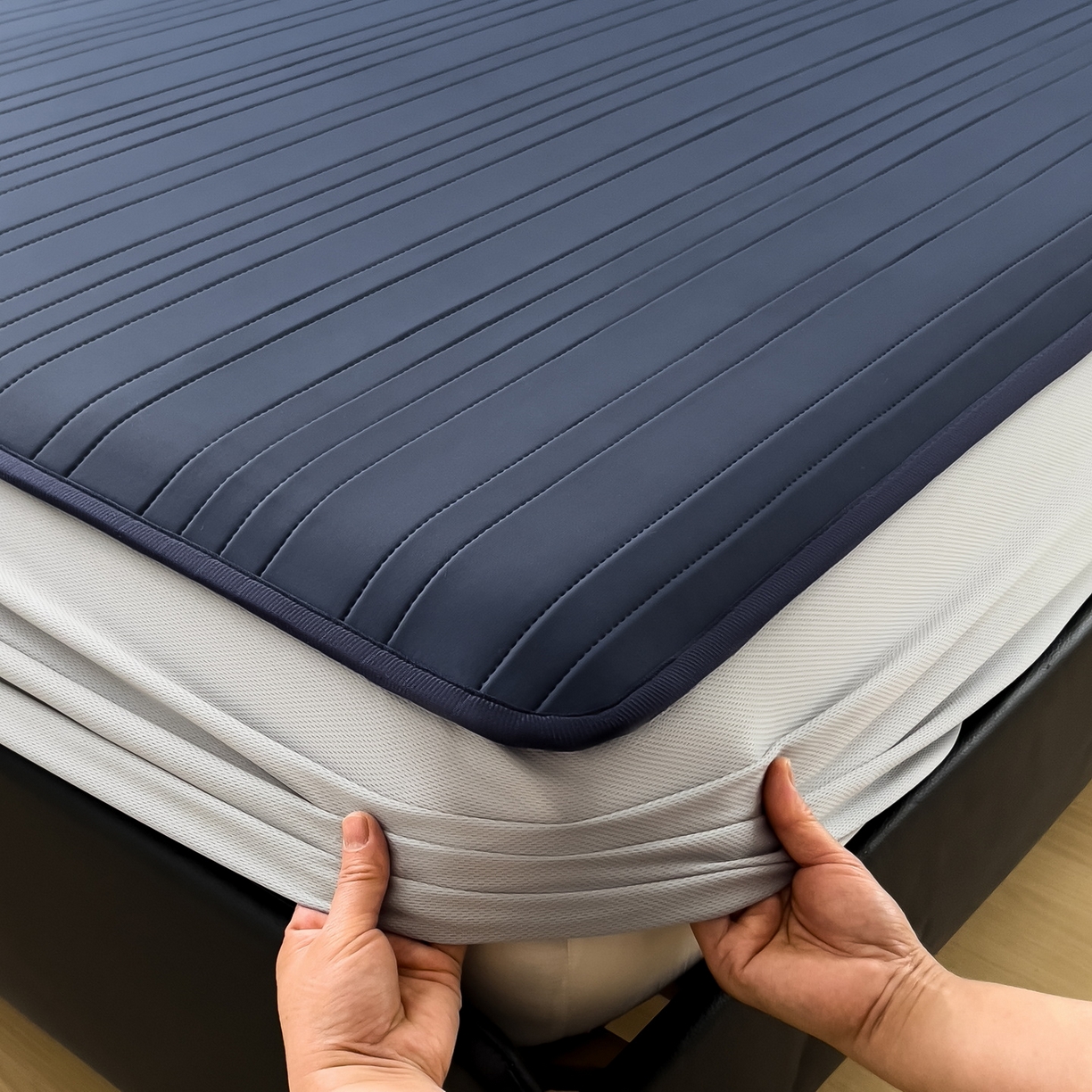 91家纺网 家纺一手货源 找家纺 （总）丝羽坊 2026新款云朵凉感纯色小冰皮软凉席-床笠款