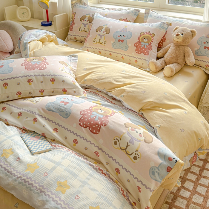 91家纺网 家纺一手货源 找家纺 U品汇 2026新品纯棉全棉印花四件套小清新卡通花卉13070喷气 围巾季节