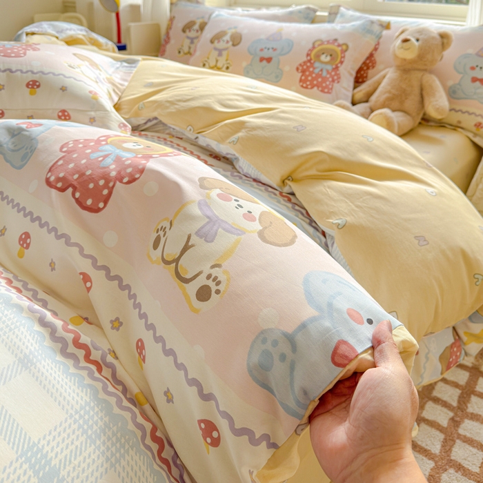 91家纺网 家纺一手货源 找家纺 U品汇 2026新品纯棉全棉印花四件套小清新卡通花卉13070喷气 围巾季节