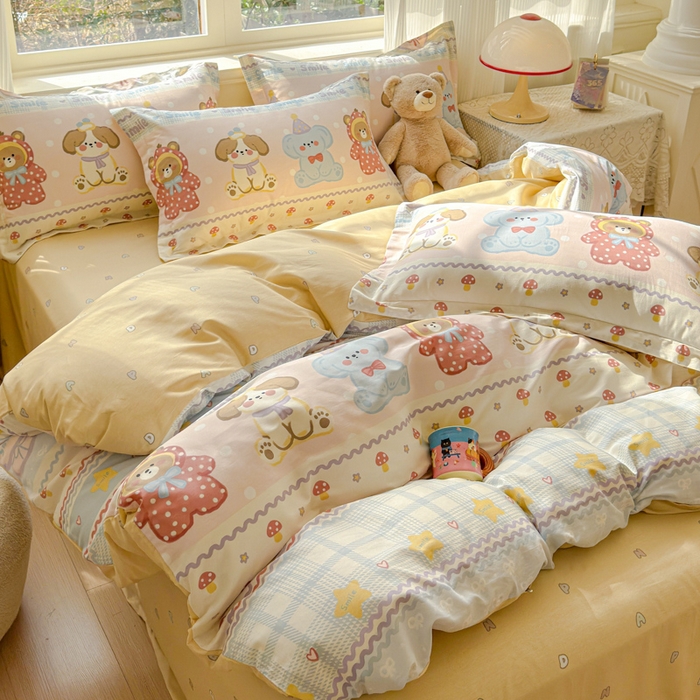 91家纺网 家纺一手货源 找家纺 U品汇 2026新品纯棉全棉印花四件套小清新卡通花卉13070喷气 围巾季节