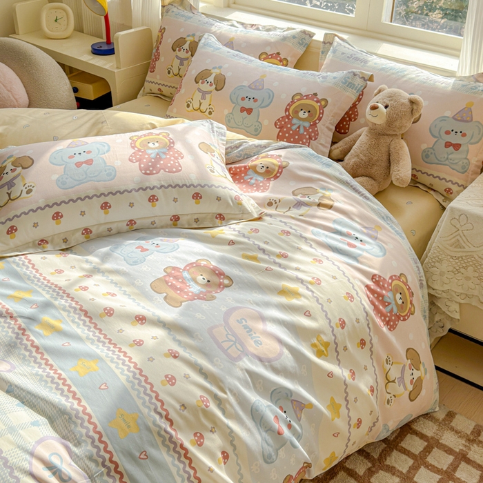 91家纺网 家纺一手货源 找家纺 U品汇 2026新品纯棉全棉印花四件套小清新卡通花卉13070喷气 围巾季节