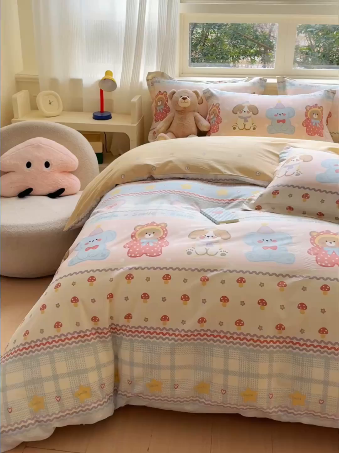 91家纺网 家纺一手货源 找家纺 U品汇 2026新品纯棉全棉印花四件套小清新卡通花卉13070喷气 围巾季节