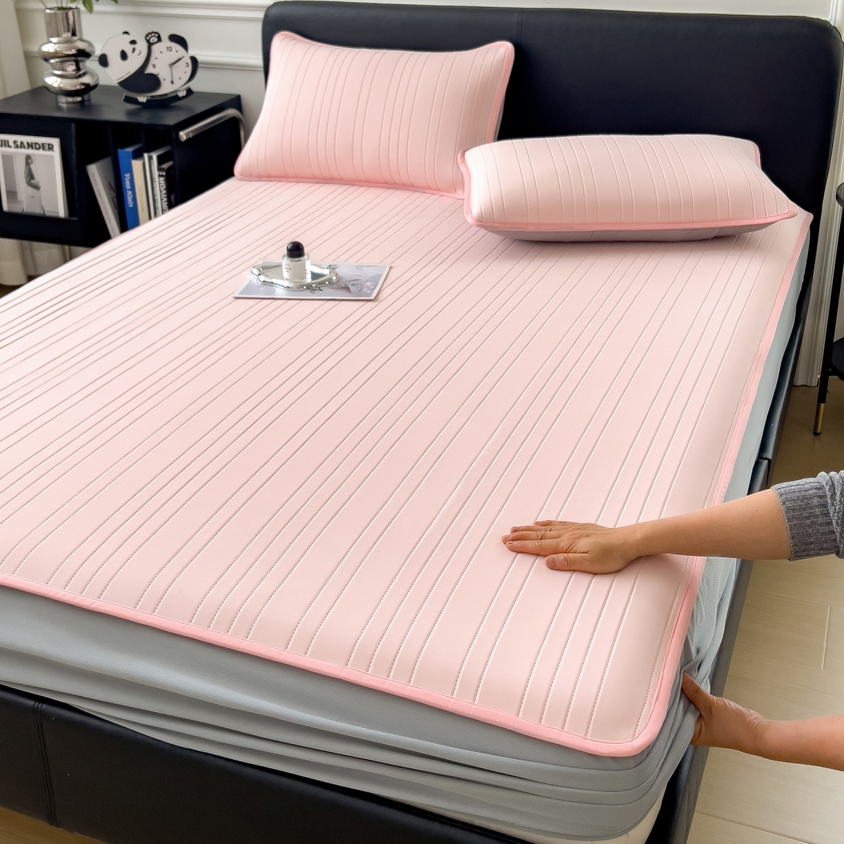 丝羽坊 2026新款云朵凉感纯色小冰皮软凉席-床笠款 浅粉