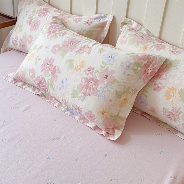 91家纺网 家纺一手货源 找家纺 U品汇 2026新品纯棉全棉印花四件套小清新卡通花卉13070喷气 雾里浅花