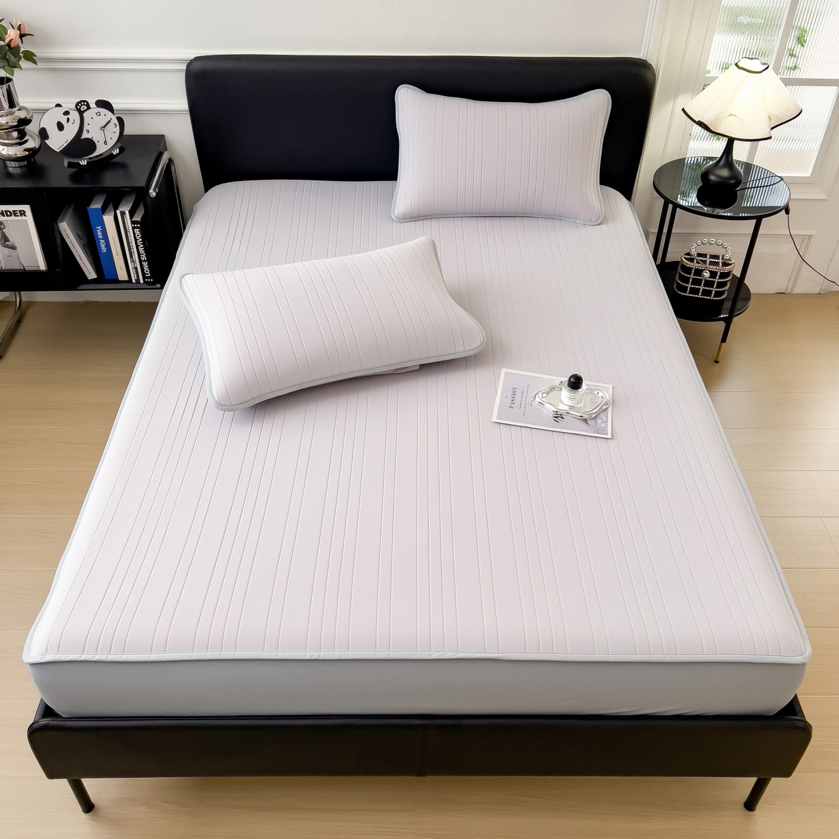 91家纺网 家纺一手货源 找家纺 丝羽坊 2026新款云朵凉感纯色小冰皮软凉席-床笠款 浅灰