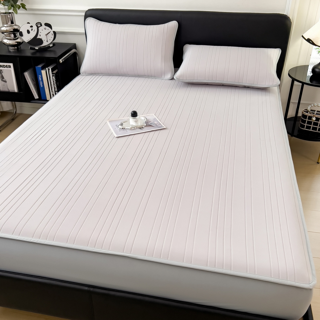 91家纺网 家纺一手货源 找家纺 丝羽坊 2026新款云朵凉感纯色小冰皮软凉席-床笠款 浅灰