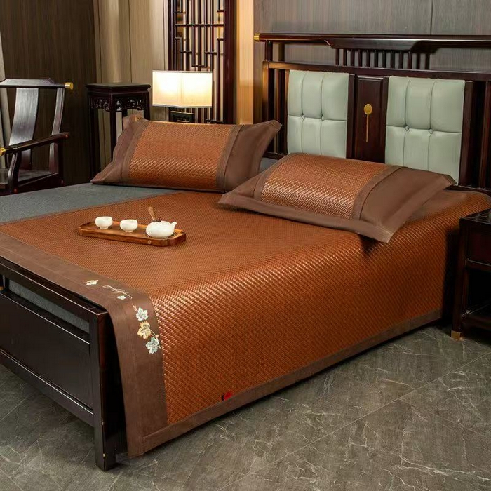 91家纺网 家纺一手货源 找家纺 （总）步步高席业 2026新款3D复合防滑冰藤席凉席三件套-爱心系列