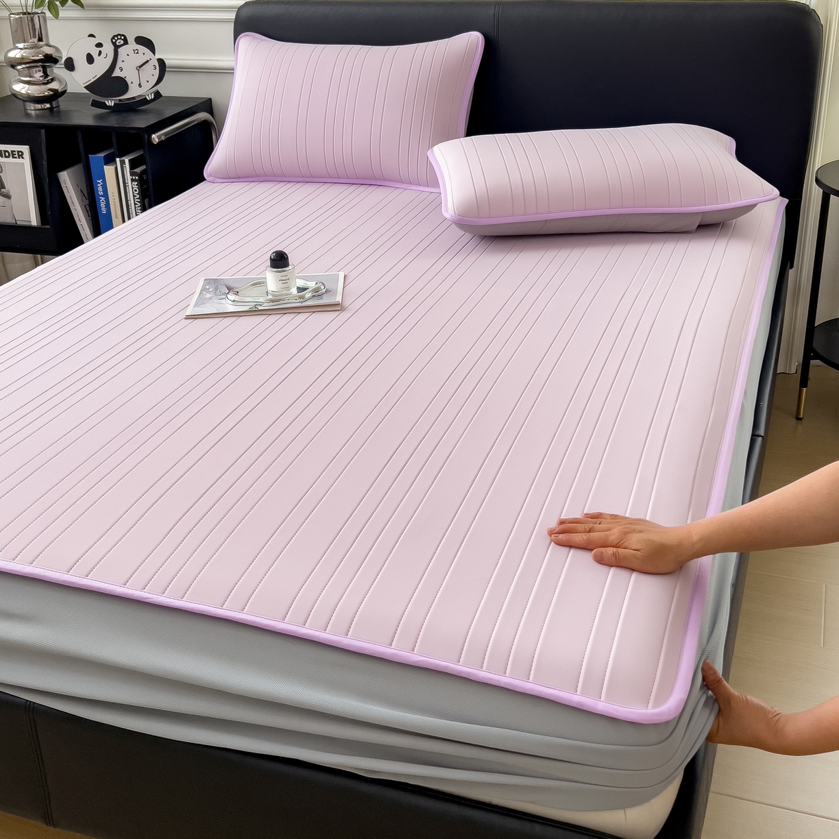 丝羽坊 2026新款云朵凉感纯色小冰皮软凉席-床笠款 浅紫