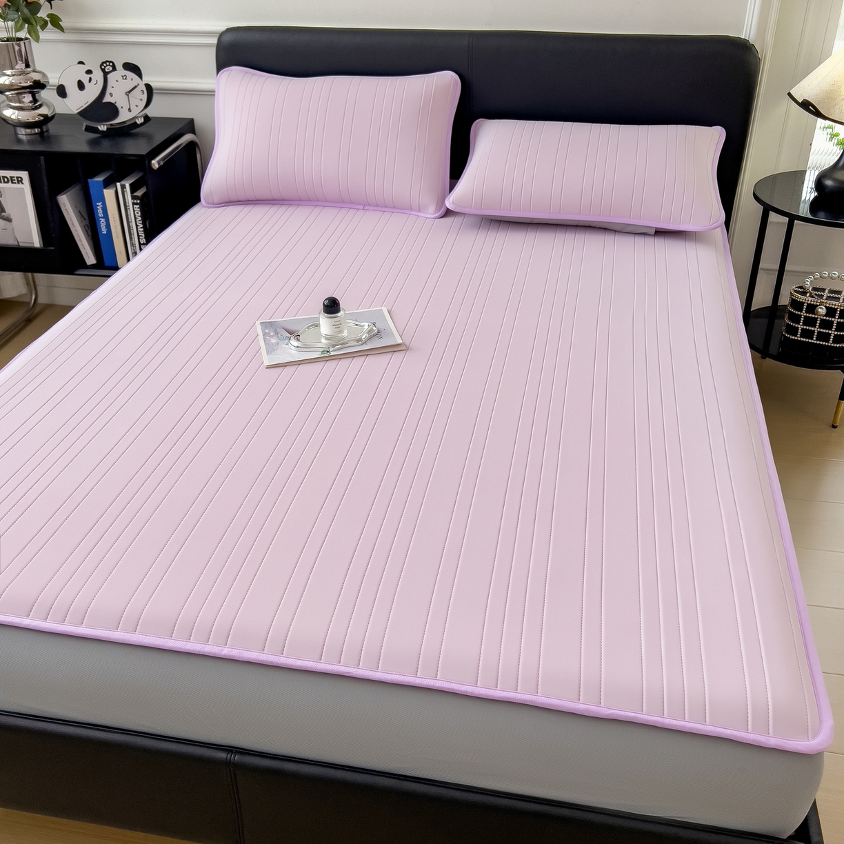 91家纺网 家纺一手货源 找家纺 丝羽坊 2026新款云朵凉感纯色小冰皮软凉席-床笠款 浅紫