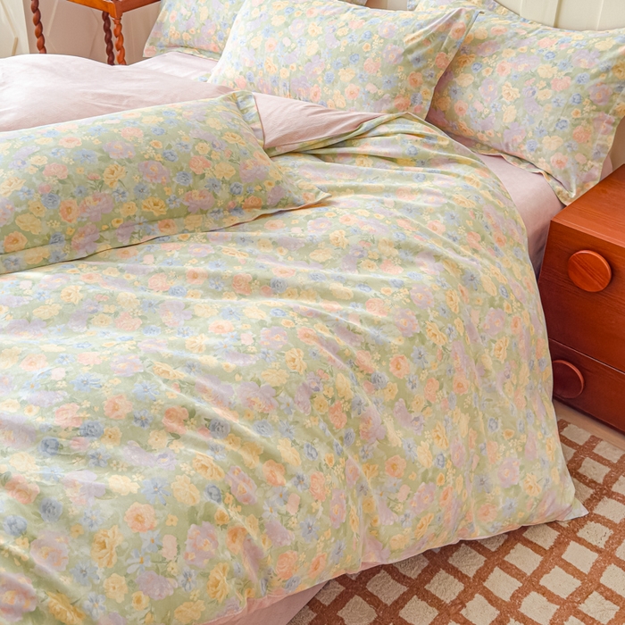 91家纺网 家纺一手货源 找家纺 U品汇 2026新品纯棉全棉印花四件套小清新卡通花卉13070喷气 栀子花语