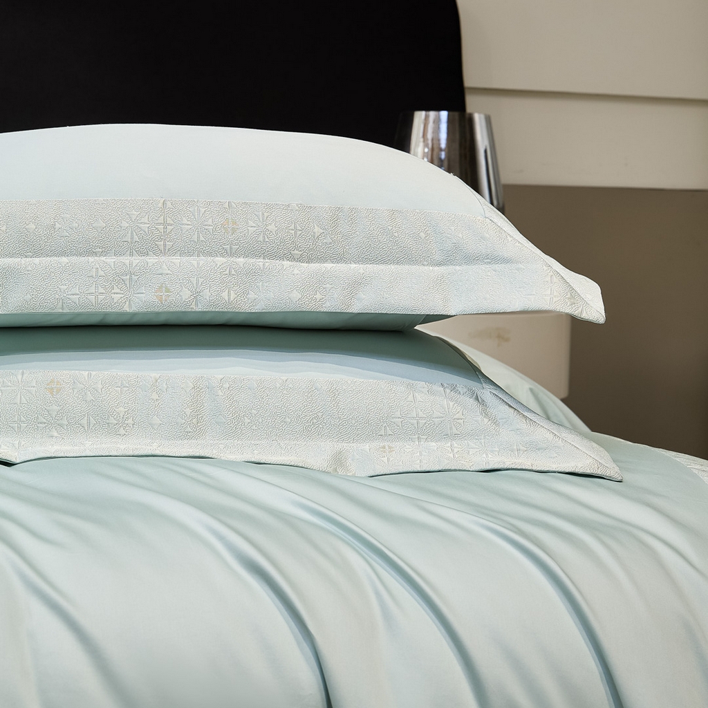 91家纺网 家纺一手货源 找家纺 （总）女子家纺 2026新款全棉烫花拼角100%长绒棉四件套-丽思兰顿