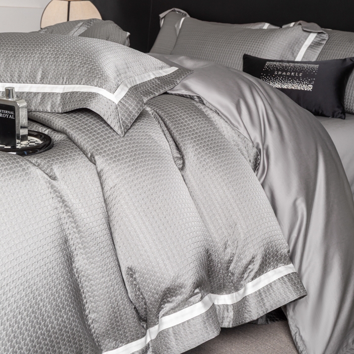 91家纺网 家纺一手货源 找家纺 家居1号家纺 2026新款西西里厚织高精密锦缎提花四件套（全网控价！活动立减券后价格不得低于：标准488元，加大518元！请大家把控利润！严禁内卷！会员优惠10元！） 西西里-星空灰