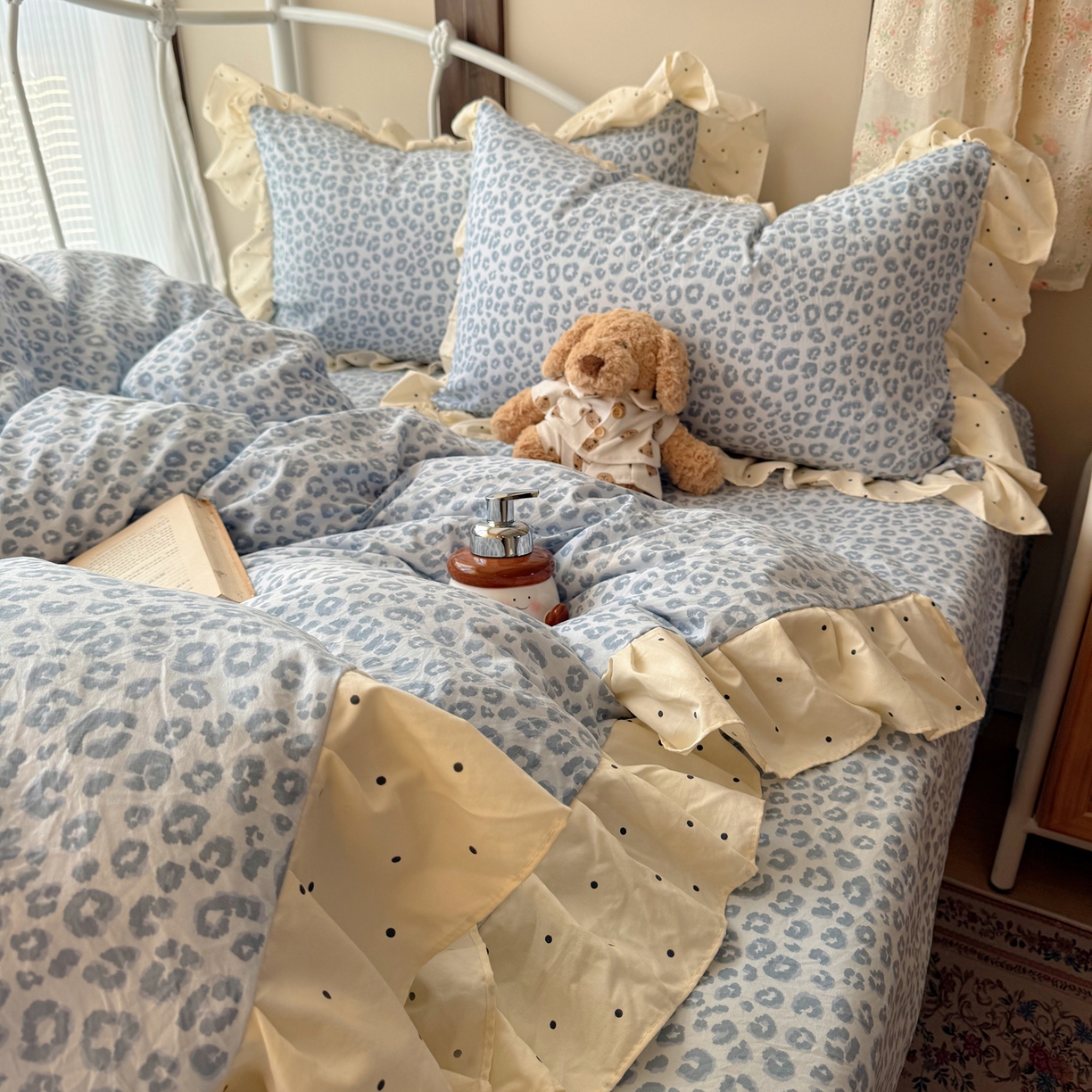 91家纺网 家纺一手货源 找家纺 （总）摩妮卡 2026春夏新款韩版公主风花边亲肤棉水洗棉印花四件套