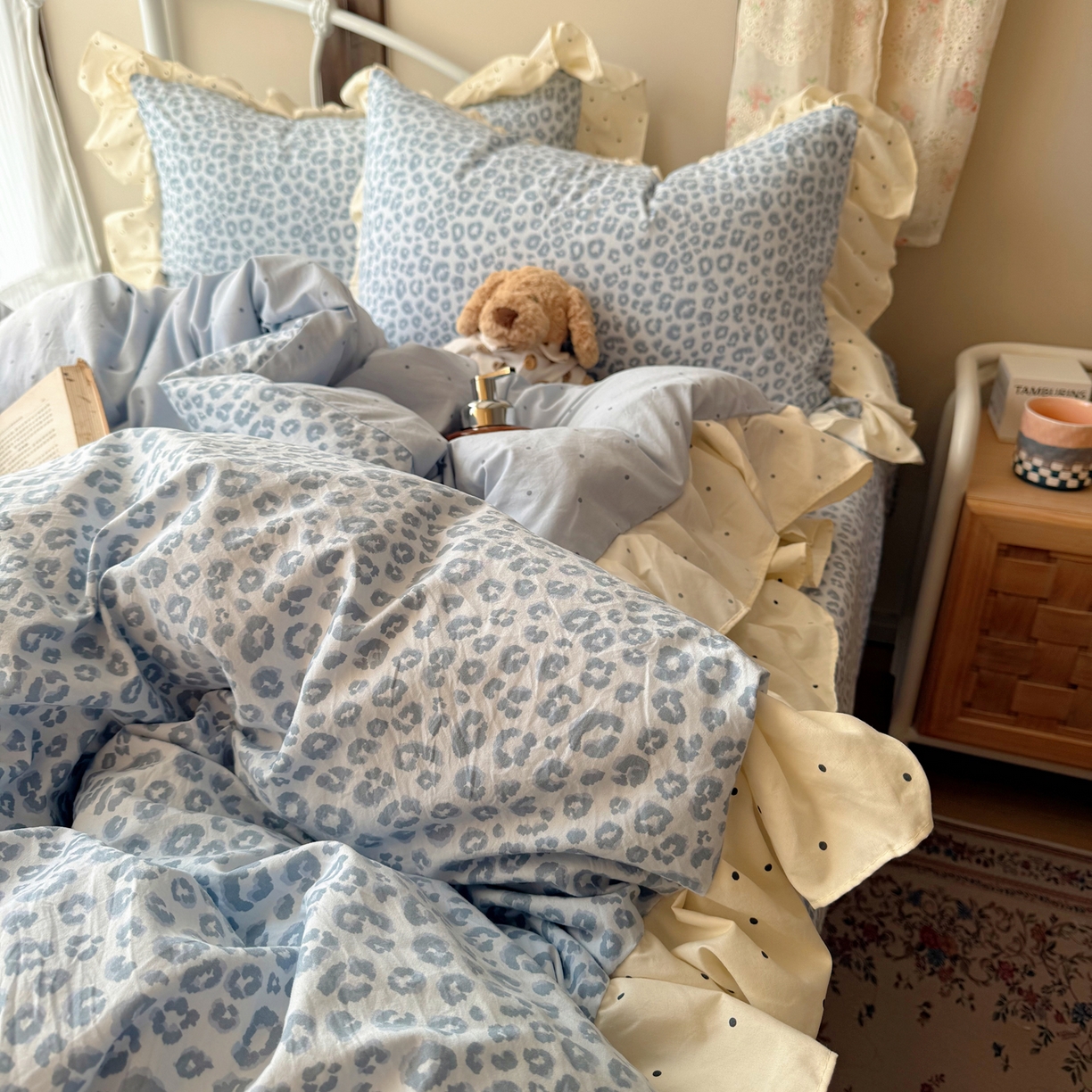 91家纺网 家纺一手货源 找家纺 （总）摩妮卡 2026春夏新款韩版公主风花边亲肤棉水洗棉印花四件套