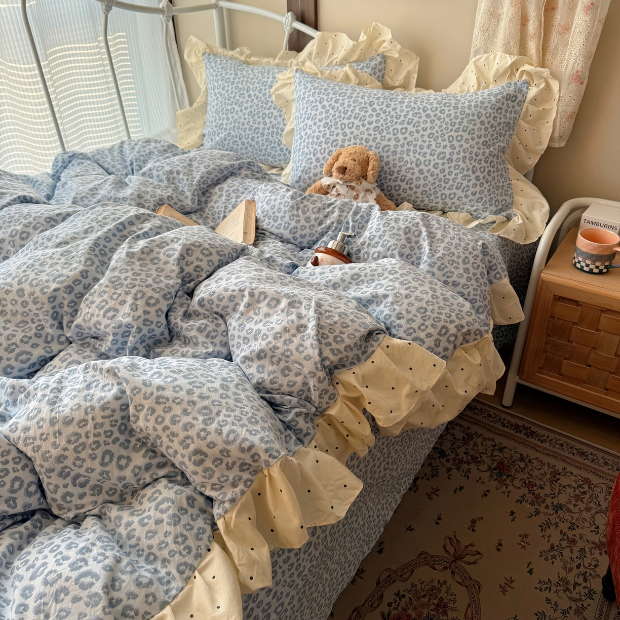 91家纺网 家纺一手货源 找家纺 （总）摩妮卡 2026春夏新款韩版公主风花边亲肤棉水洗棉印花四件套