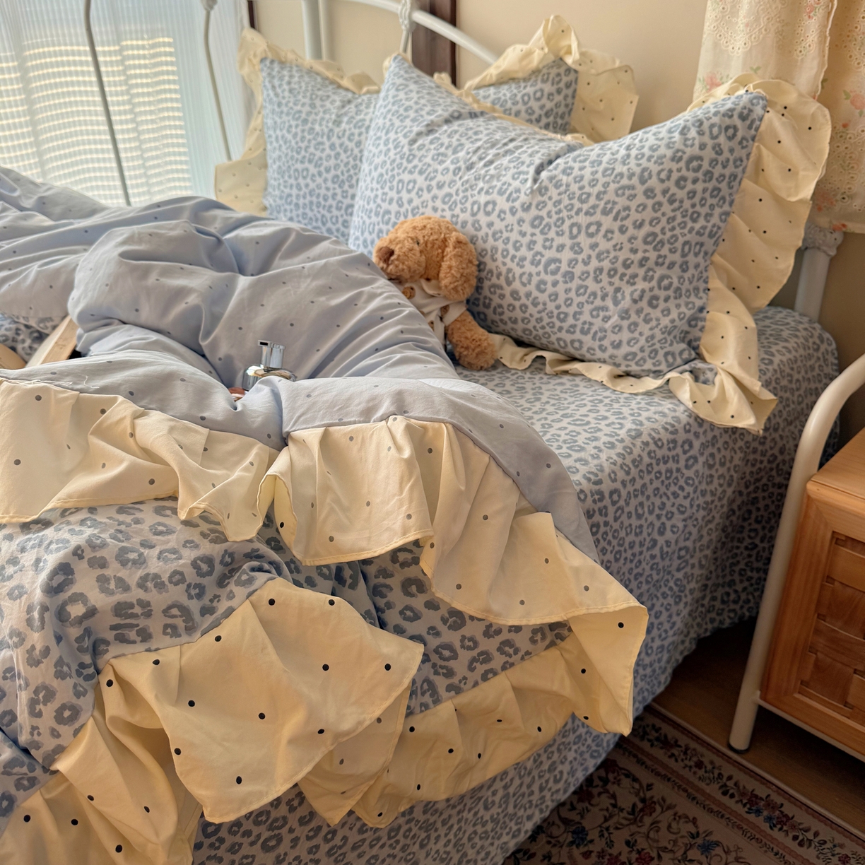 91家纺网 家纺一手货源 找家纺 （总）摩妮卡 2026春夏新款韩版公主风花边亲肤棉水洗棉印花四件套