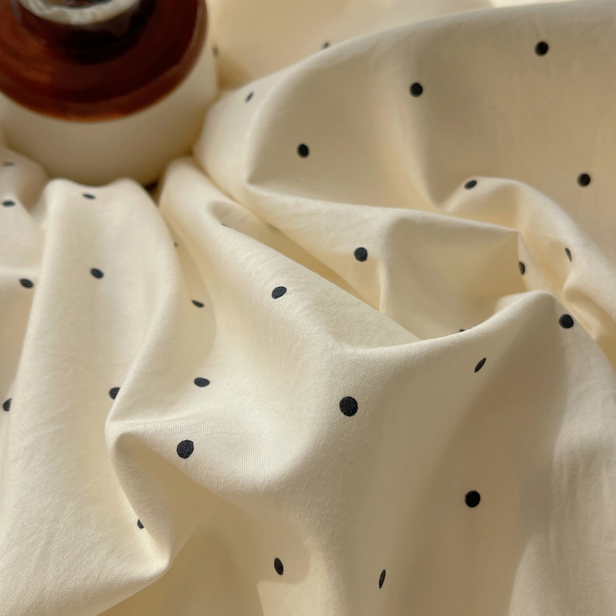 91家纺网 家纺一手货源 找家纺 摩妮卡 2026春夏新款韩版公主风花边亲肤棉水洗棉印花四件套 甜心波点