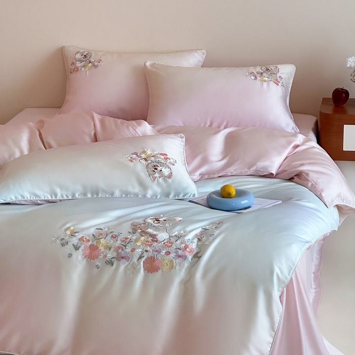 91家纺网 家纺一手货源 找家纺 （总）爱缦 2026新款60支LF级奥地利兰精天丝夏被四件套-小雪的花园系列