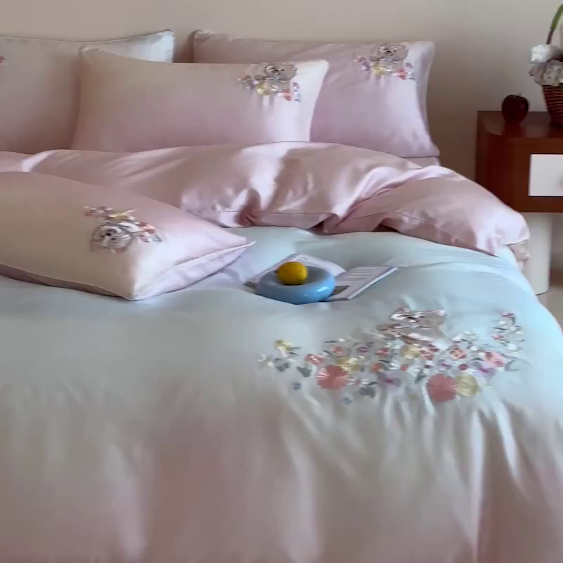 91家纺网 家纺一手货源 找家纺 （总）爱缦 2026新款60支LF级奥地利兰精天丝夏被四件套-小雪的花园系列