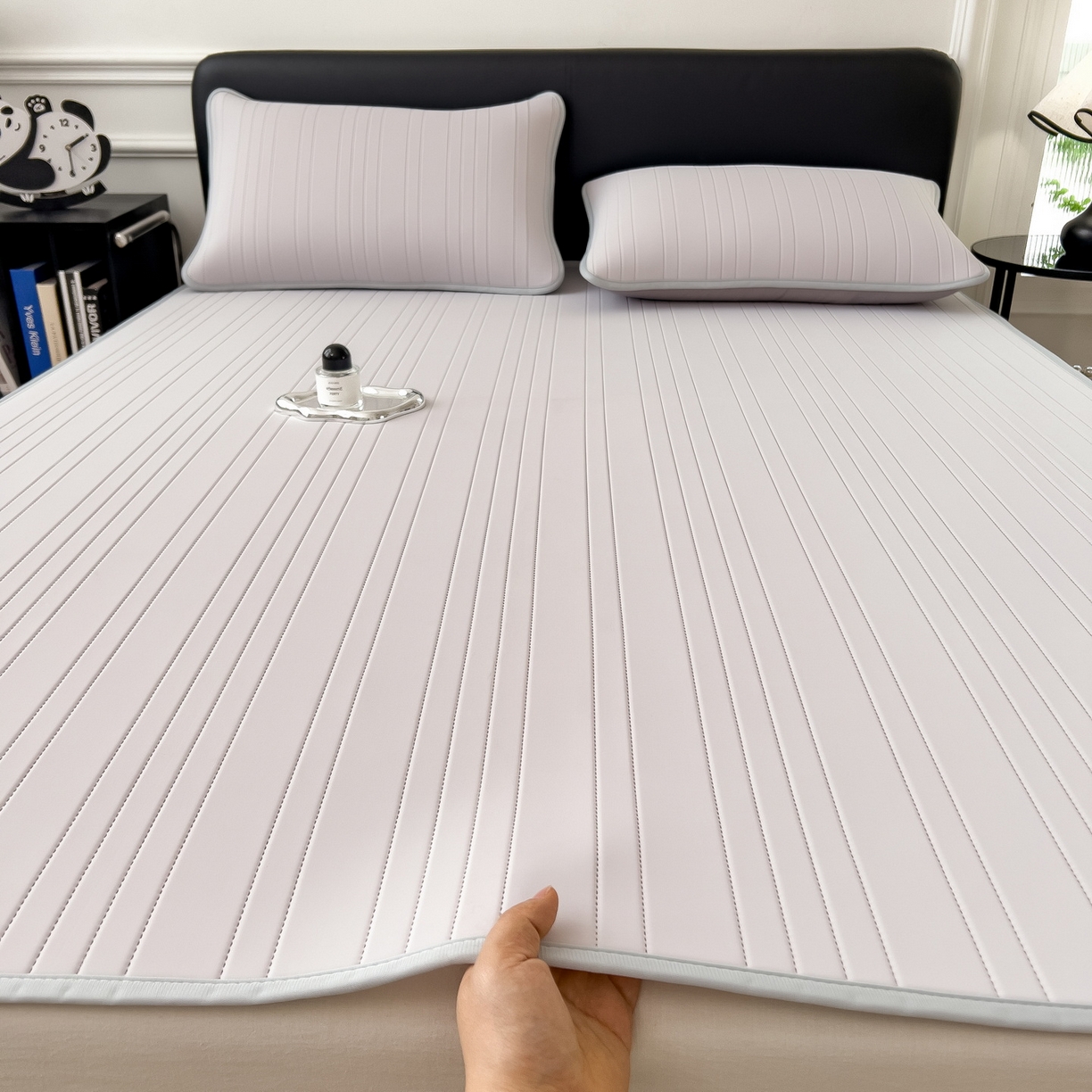 91家纺网 家纺一手货源 找家纺 丝羽坊 2026新款云朵凉感纯色小冰皮软凉席-平铺款 浅灰