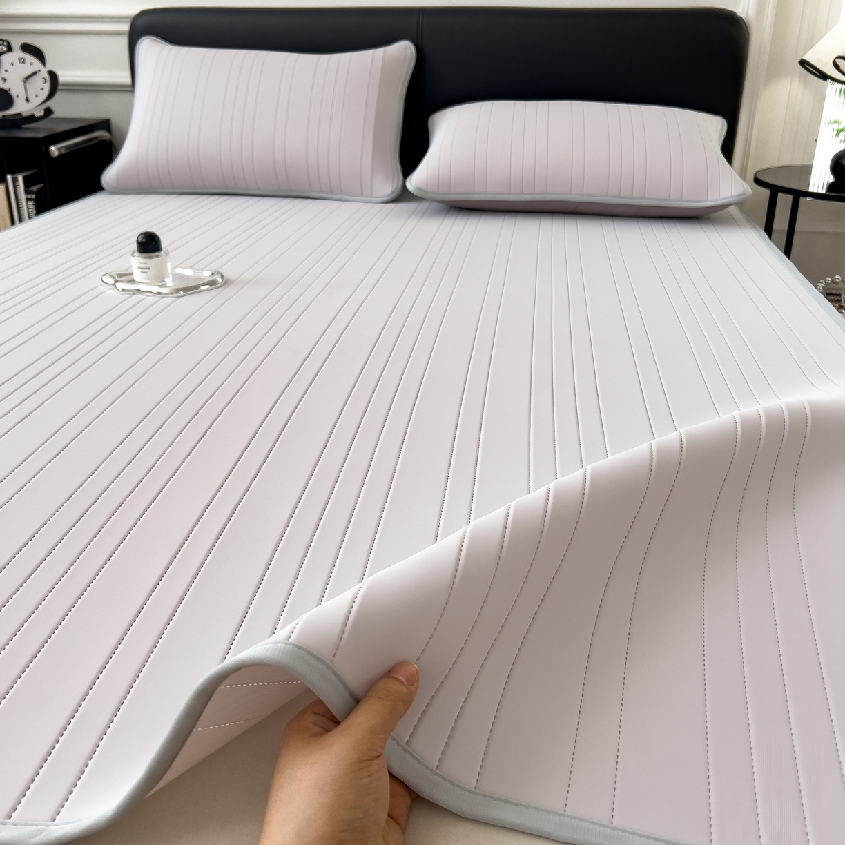 91家纺网 家纺一手货源 找家纺 丝羽坊 2026新款云朵凉感纯色小冰皮软凉席-平铺款 浅灰