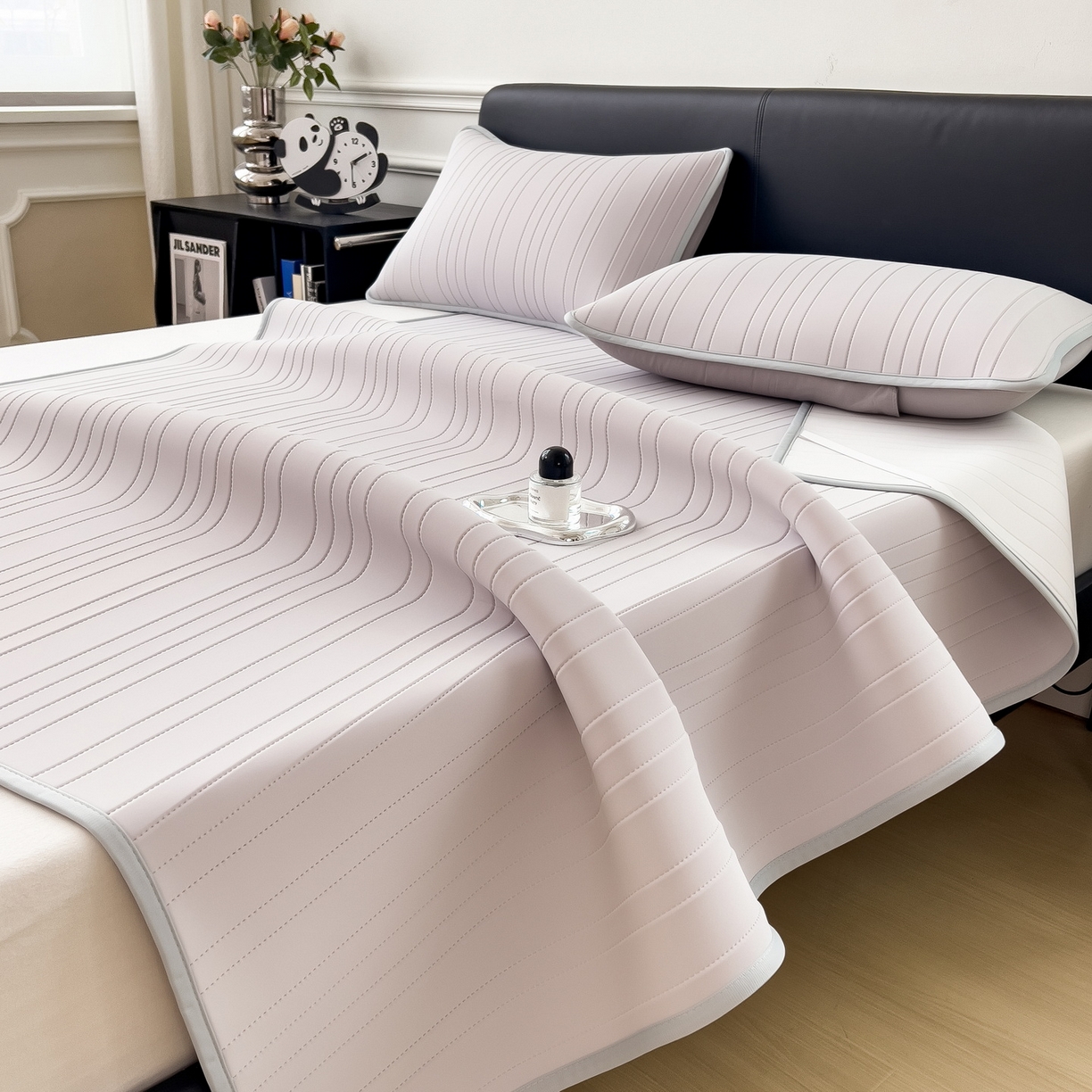 91家纺网 家纺一手货源 找家纺 丝羽坊 2026新款云朵凉感纯色小冰皮软凉席-平铺款 浅灰