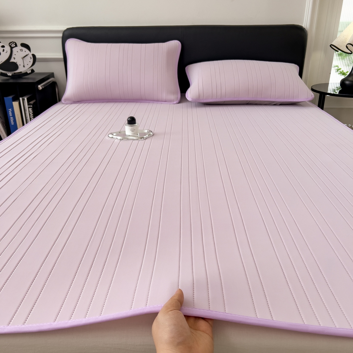 91家纺网 家纺一手货源 找家纺 丝羽坊 2026新款云朵凉感纯色小冰皮软凉席-平铺款 浅紫