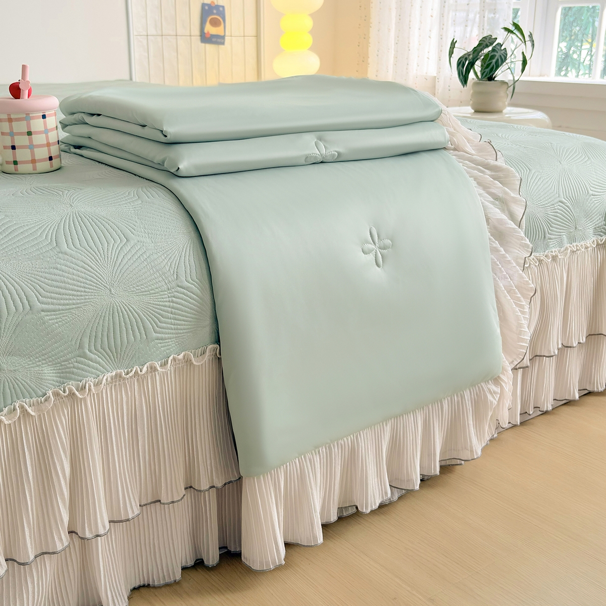 91家纺网 家纺一手货源 找家纺 （总）锦格家纺 2026新款凉感丝网纱凉席夏被夏凉被空调被四件套